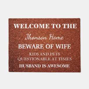 Modern Funny Family Name Welcome Personalized Doormat