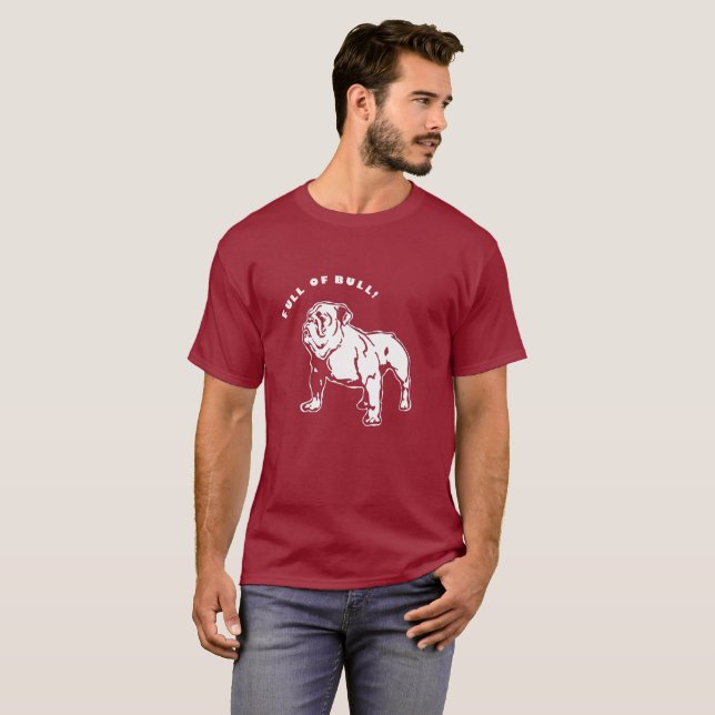 Modern Funny Full of Bull English Bulldog Print T-Shirt (Front Full)