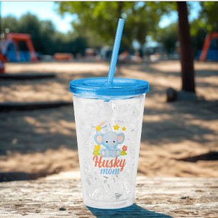 Modern Funny Husky Mum Cute Elephant Acrylic Tumbler