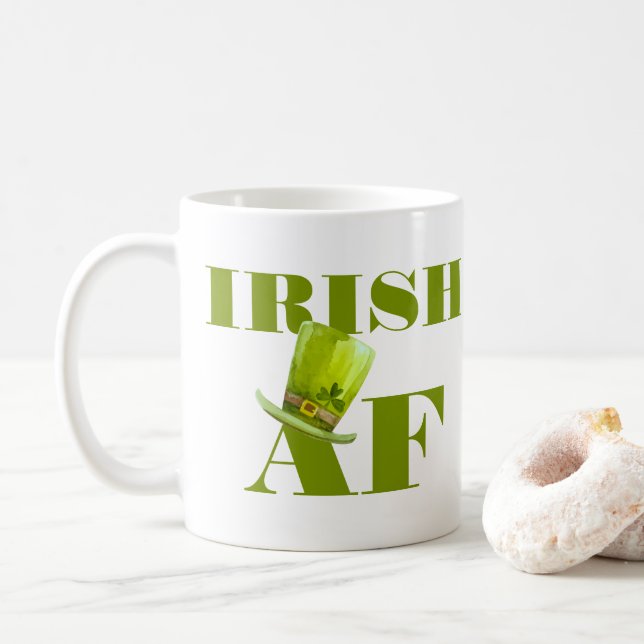 Modern Funny IRISH AF  Coffee Mug (With Donut)