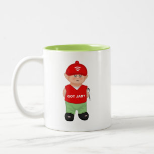 Modern funny jabbed cartoon Two-Tone coffee mug