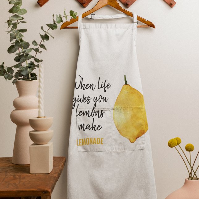 Modern Funny Lemon Yellow Quote Apron (Creator Uploaded)