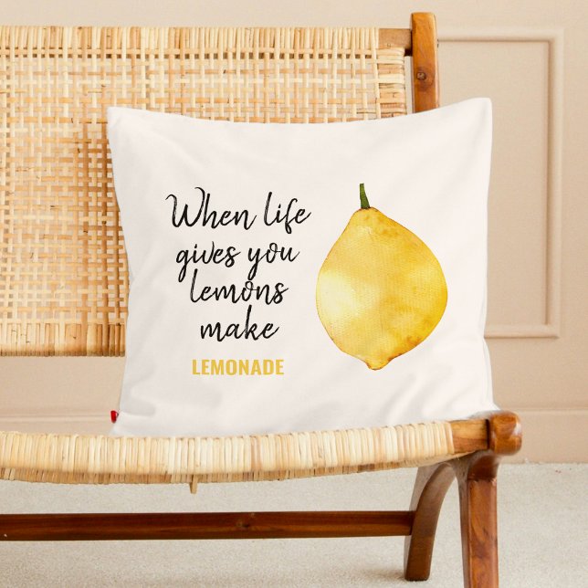 Modern Funny Lemon Yellow Quote Cushion (Creator Uploaded)