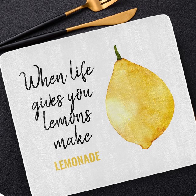 Modern Funny Lemon Yellow Quote Cutting Board (Creator Uploaded)