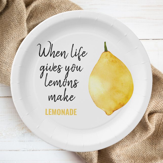 Modern Funny Lemon Yellow Quote Paper Plate (Creator Uploaded)