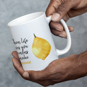 Modern Funny Lemon Yellow Quote Two-Tone Coffee Mug