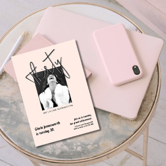 Modern Funny Light Pink Photo 30th Birthday Invitation