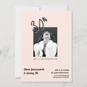 Modern Funny Light Pink Photo 30th Brithday Invitation