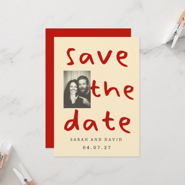 Modern Funny Minimal Photo Invitation (Front/Back In Situ)