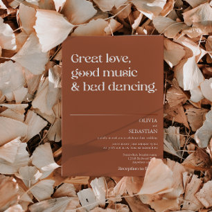 Modern Funny Minimal Typography Terracotta Wedding Invitation