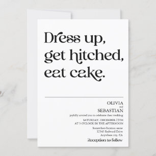 Modern Funny Minimalist Typography White Wedding Invitation