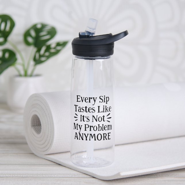 Modern Funny Motivational Quote | Black Text  Water Bottle (Yoga (Rotated))