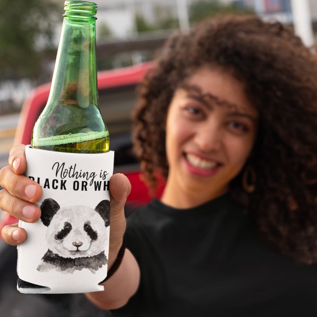 Modern Funny Panda Black And White With Quote Can Cooler (Creator Uploaded)