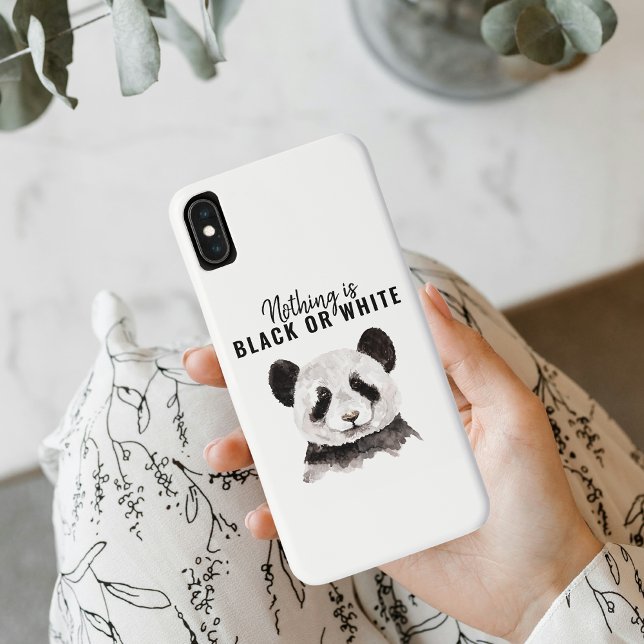 Modern Funny Panda Black And White With Quote Case-Mate iPhone Case (Creator Uploaded)