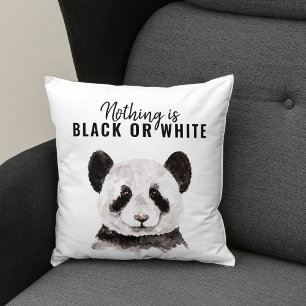 Modern Funny Panda Black And White With Quote Cushion