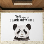 Modern Funny Panda Black And White With Quote Doormat<br><div class="desc">Modern Funny Panda Black And White With Quote</div>