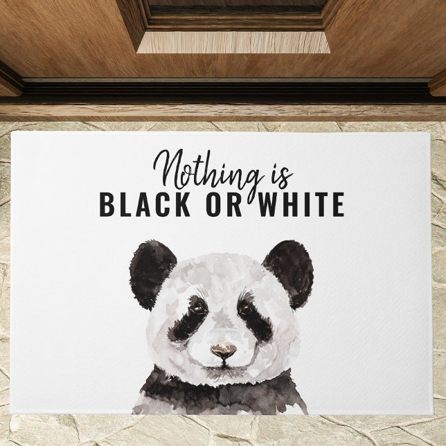 Modern Funny Panda Black And White With Quote Doormat (Creator Uploaded)