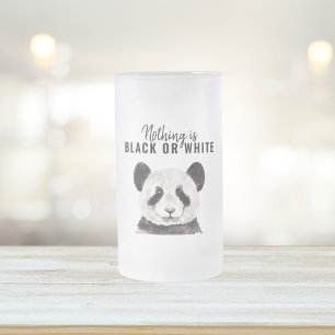 Modern Funny Panda Black And White With Quote Frosted Glass Beer Mug