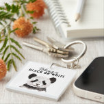 Modern Funny Panda Black And White With Quote Key Ring<br><div class="desc">Modern Funny Panda Black And White With Quote</div>