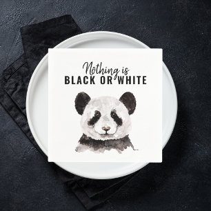 Modern Funny Panda Black And White With Quote Napkin