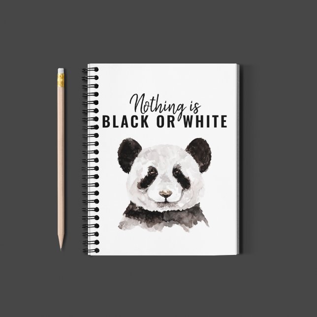 Modern Funny Panda Black And White With Quote Notebook (Creator Uploaded)