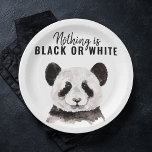 Modern Funny Panda Black And White With Quote Paper Plate<br><div class="desc">Modern Funny Panda Black And White With Quote</div>