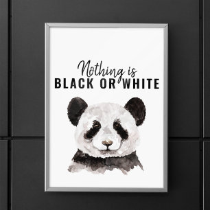 Modern Funny Panda Black And White With Quote Poster