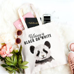 Modern Funny Panda Black And White With Quote Tote Bag<br><div class="desc">Modern Funny Panda Black And White With Quote</div>