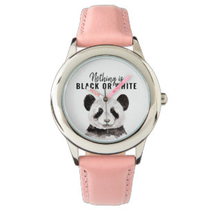 Modern Funny Panda Black And White With Quote Watch