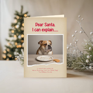 Modern Funny Pet Dog Photo Christmas Holiday Card