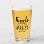 Modern Funny Quote 'Funcle' | Personalised Uncle Glass<br><div class="desc">Everybody has a 'Funcle'.. This funny modern beer glass features the text 'Funcle,  like a normal uncle but more fun!',  and their name. Makes a great gift for your uncles birthday or christmas present.</div>