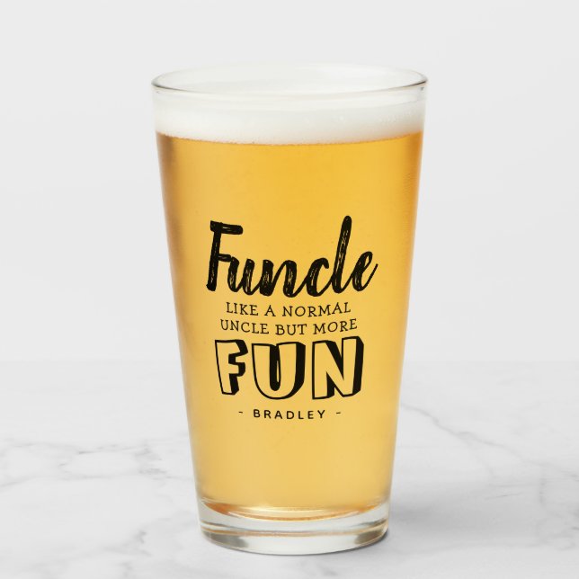 Modern Funny Quote 'Funcle' | Personalised Uncle Glass (Front Filled)