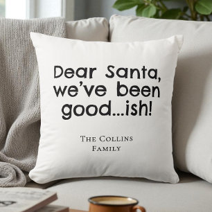 Modern Funny Santa Black Festive Humour Christmas Cushion