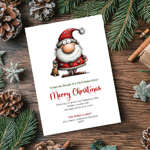Modern Funny Santa Cartoon Christmas Greeting Holiday Card