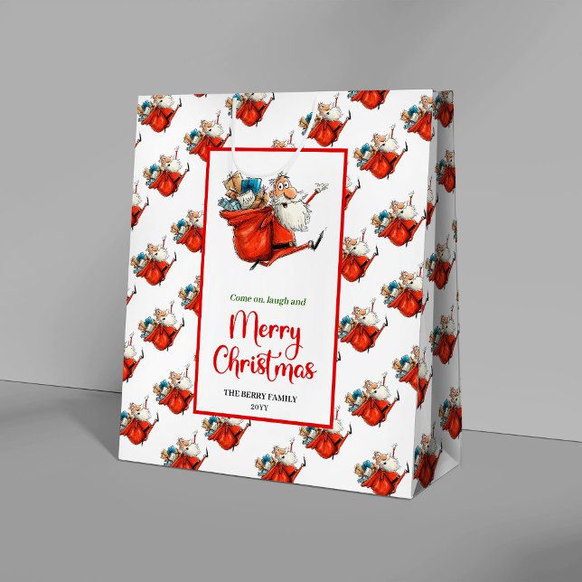 Modern funny Santa Claus gift bag for holiday chic (Modern funny Santa Claus gift bag for holiday cheer)