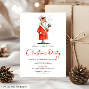 Modern Funny Santa Holiday Dinner Party Invite