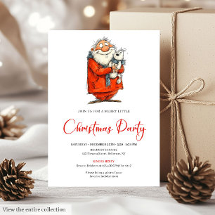 Modern Funny Santa Red Green Holiday Invitation