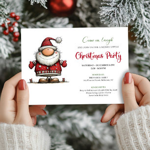 Modern Funny Santa Watercolor Party Celebration Invitation