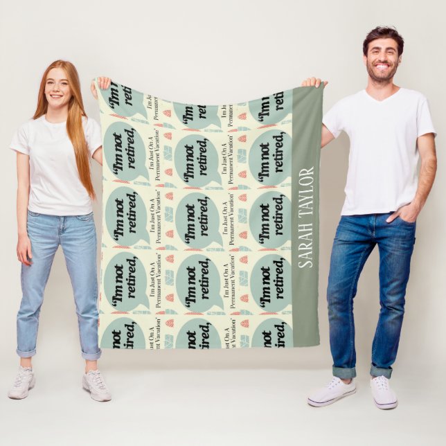 Modern Funny Saying Retirement Name Monogram  Fleece Blanket (In Situ)