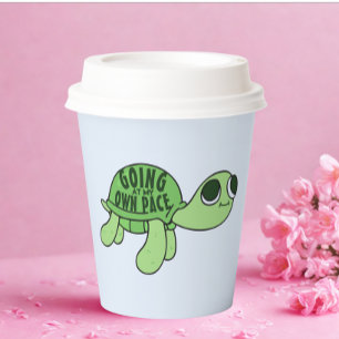Modern Funny Tortoise Lover Quote Green Text Paper Cups