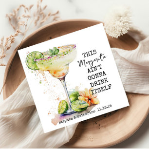 Modern Funny Watercolor Margarita Personalised Napkin