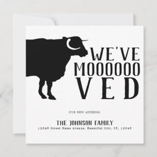 Modern Funny We've Moved Black Cow New Home Moving Announcement