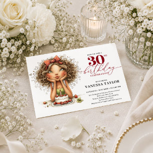 Modern Funny Woman 30th Birthday Deep Red Script I Invitation