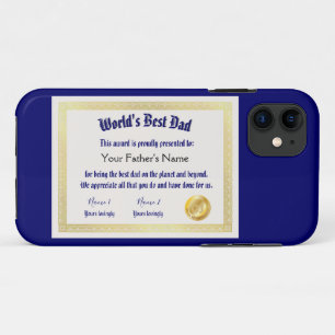 Modern Funny World's Best Dad Certificate  iPhone 11 Case