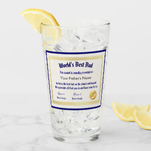 Modern Funny World's Best Dad Certificate  Glass