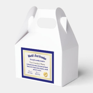 Modern Funny World's Best Grandpa Certificate Favour Box