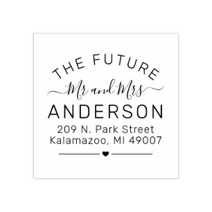 Modern Future Mr. and Mrs. Engaged Return Address Rubber Stamp