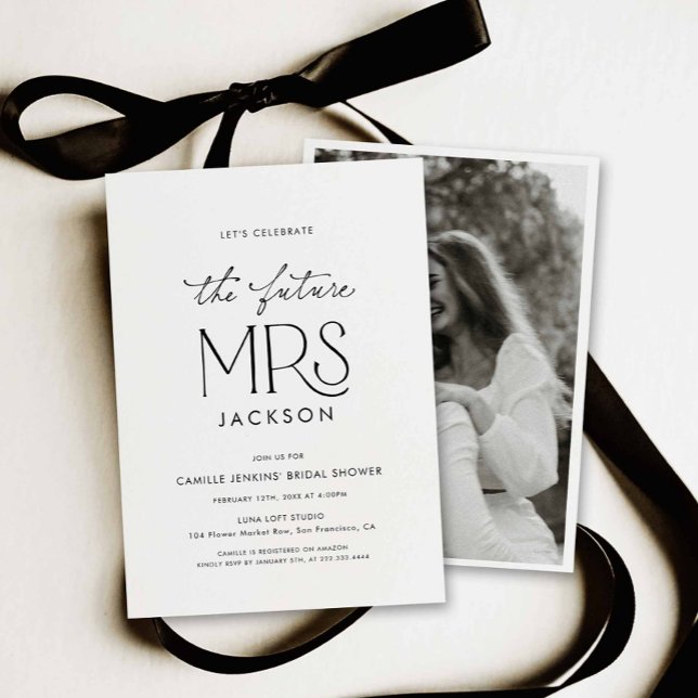 Modern Future Mrs Bridal Shower Photo Invitation  (Modern Minimalist Future Bridal Shower Invitation)