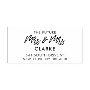 Modern future Mrs & Mrs wedding return address Rubber Stamp
