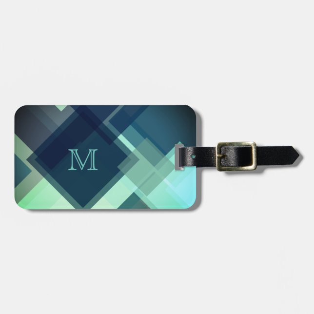 Modern futuristic art glass marble cover luggage tag (Front Horizontal)